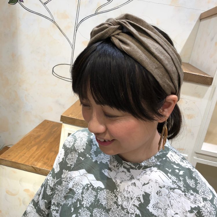 ヘアバンド着用