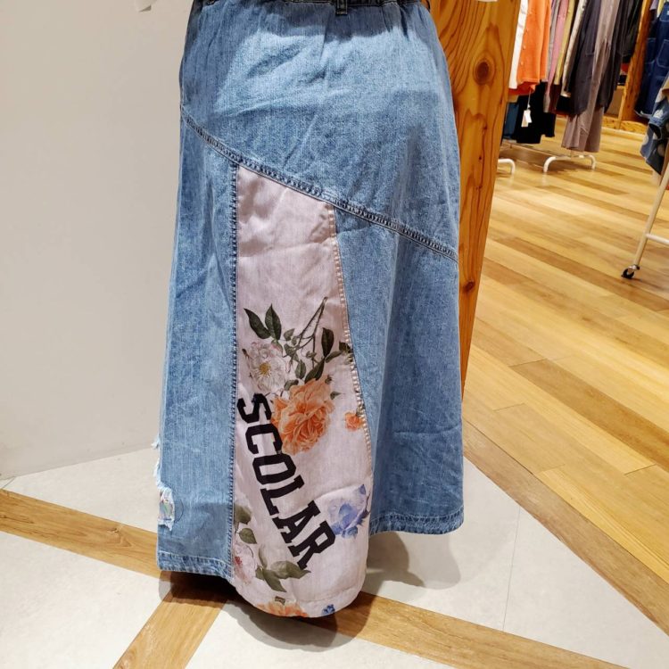 9800円 品質保証 スカラー アップリケ 刺繍デニムスカート