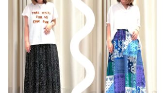 柄スカートで綺麗めカジュアルコーデ🤍
