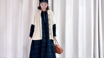 『08mab』チェック柄リネンワンピースコーデ🍂